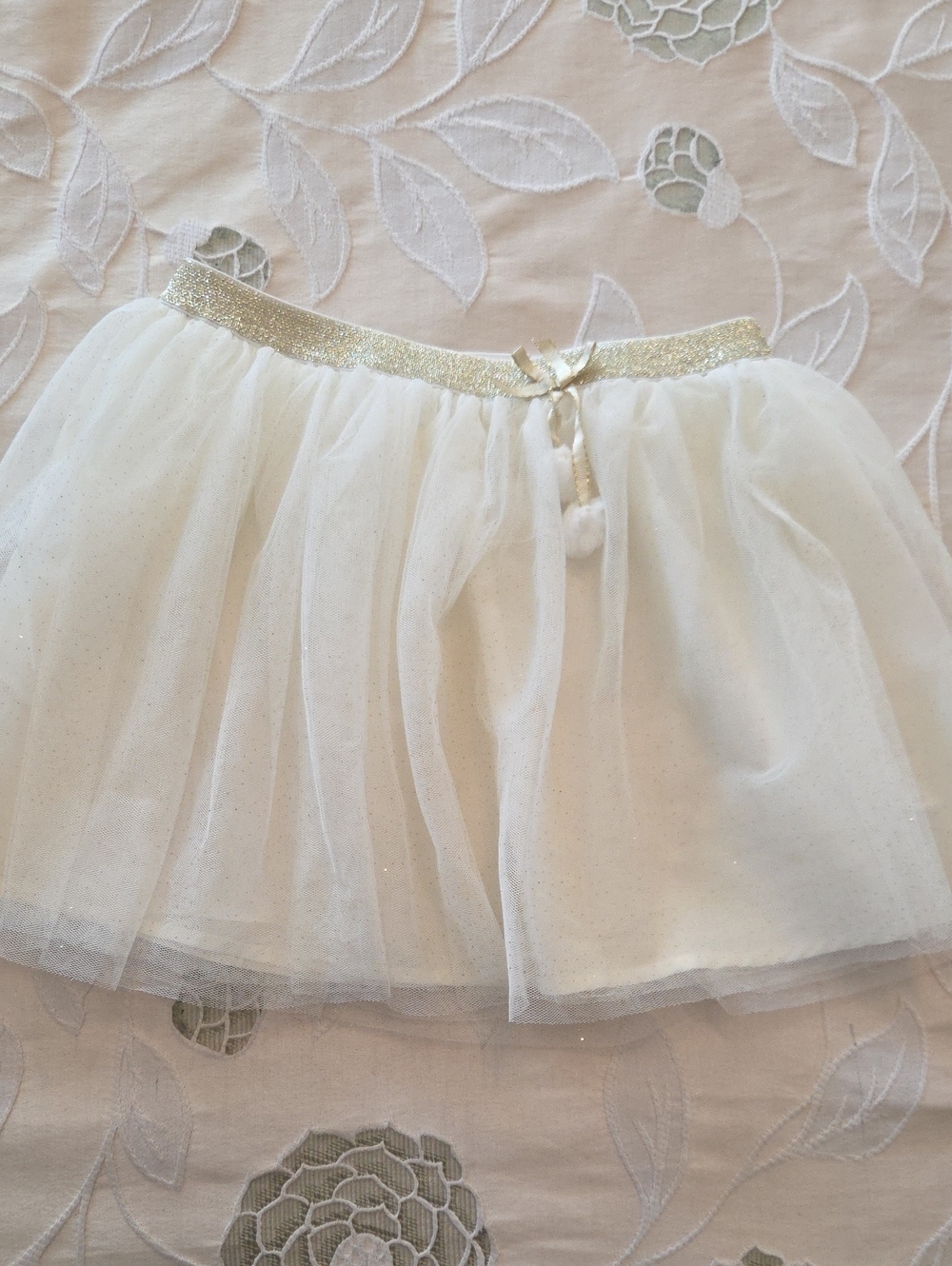 Cynthia Rowley White Tulle Skirt with Gold Waistband